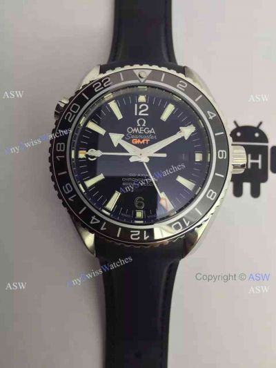 Copy Swiss Omega Seamaster Planet Ocean GMT Watch Black Rubber